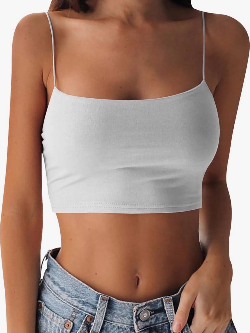 Wilfred White Spaghetti Strap Crop Camisole